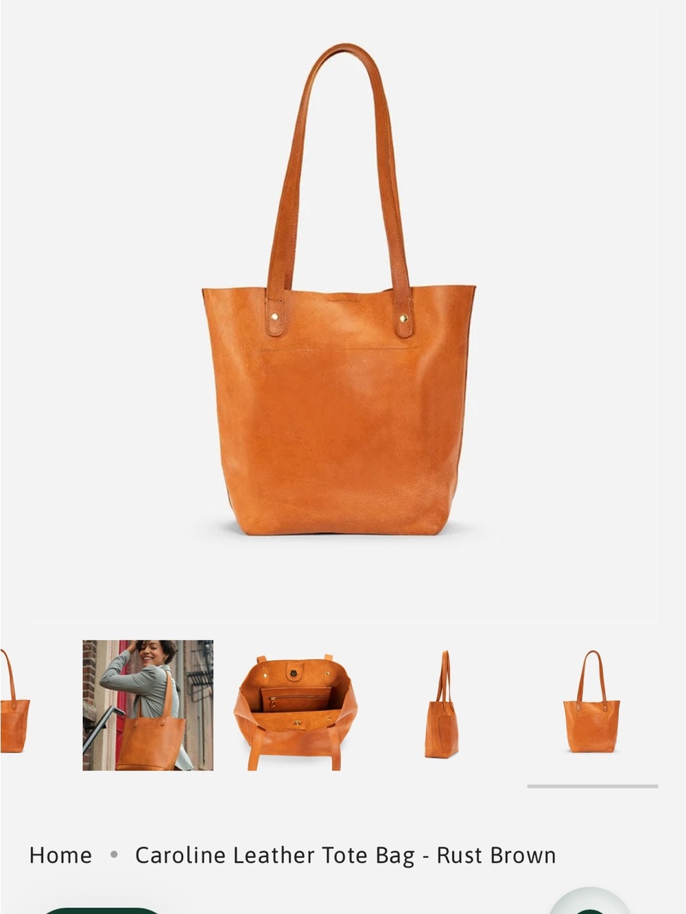 Caroline Leather Tote - Rust Brown